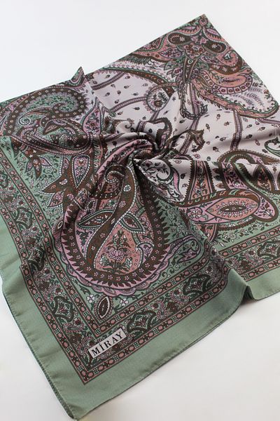 MİRAY 120x120 Ethnic Pattern Μεγάλο Μαντίλι Βαμβακερό Μαντίλι Μεγάλο Κλασικό Μαντίλι Nile Green