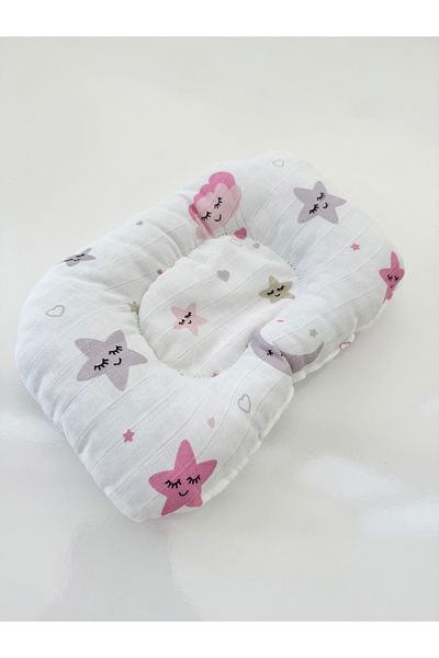 Jaju Baby Muslin Powder Star Pattern Fabric Baby Pillow Flat Head Syndrome Preventive Pillow