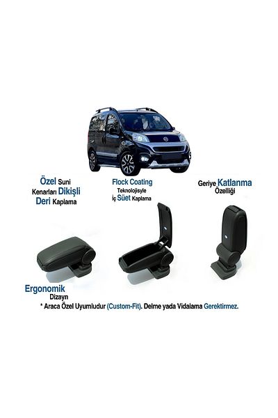 TUNAX OTO Fi̇at Fi̇ori̇no Special for Vehicle Armrest Armrest Without Screw 2003 2004 2005 2006 2007 2008 2009 2010 2011 2012
