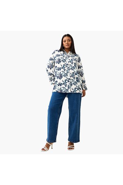 Ulla Popken Plus Size Ulla Popken All-Over Floral Print Shirt