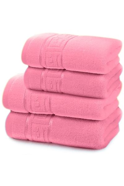 Modis Set 4 Premium Cotton Bath Towels, 50X90 cm, 70x140 cm, Pink