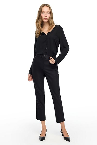 Perspective Black Dellas Regular Fit High Waist Trousers