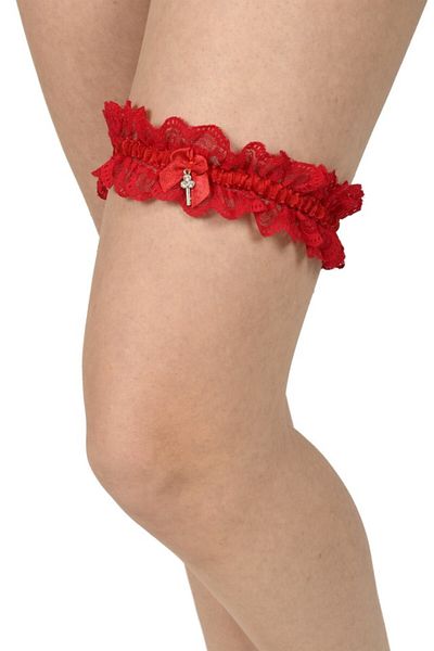 Lemila Lace garter, with key accessory, red