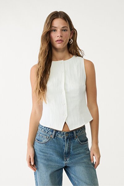 Stradivarius Düğmeli ve dokulu top