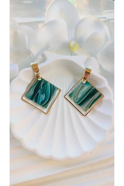 To Be Reborn Steel Enamel Baklava Model Earrings New Season