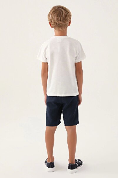 U.S. Polo Assn. Boy's Bermuda Suit - Cream Navy Blue