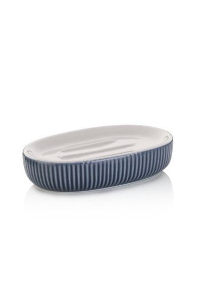 Kela Sapuniera ceramica albastra fumurie Ava 13,5x8,5x3,0cm
