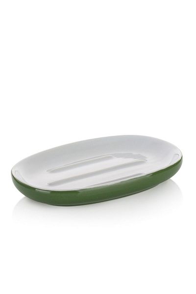 Kela Isabella green ceramic leaf soap dish 13.5x8.5x2.0cm