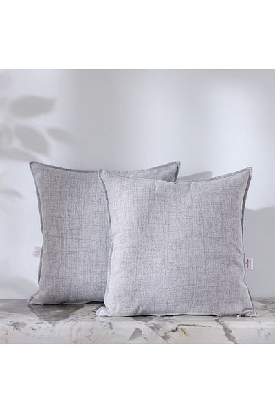 Danube Home Meadow Set Of 2 Cushions Cover Grey 45X45 Cm | Polyester Couch Pillow Cover