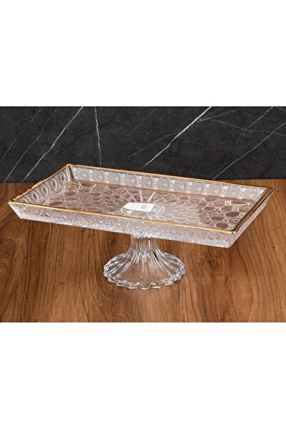 TOHFAT-AL MAIDAH Large Dior Gold Rectangular Serving Platter with Base