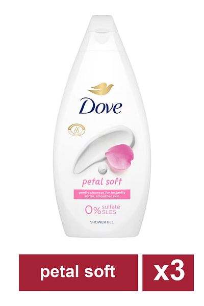 Dove Essential Care Petal Soft shower gel 450ml x3PCS