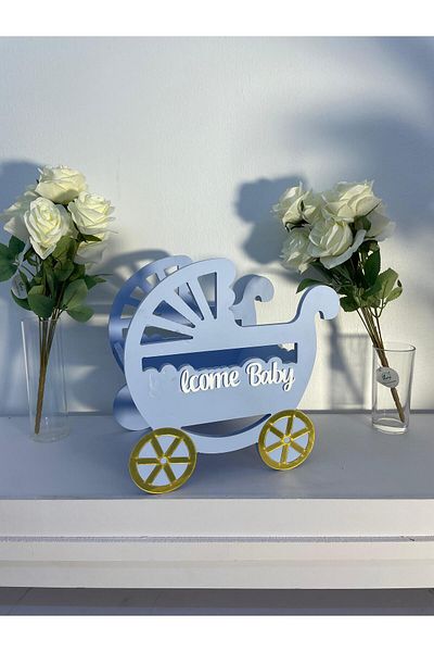Generica Wooden stand for newborns, blue color, size 30*20*40 cm