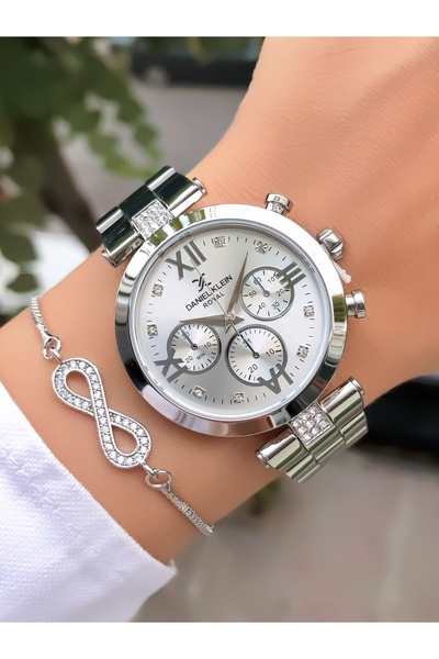 Daniel Klein Sevgililer Gününe Özel Kutusunda Kadın Kol Saati Gümüş Renk Çeli...