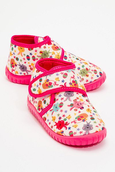 CCWAY AYAKKABI Children's Velcro Home Shoes Fuchia