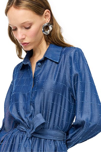 Perspective Indigo Lias Regular Fit Midi Length Dress