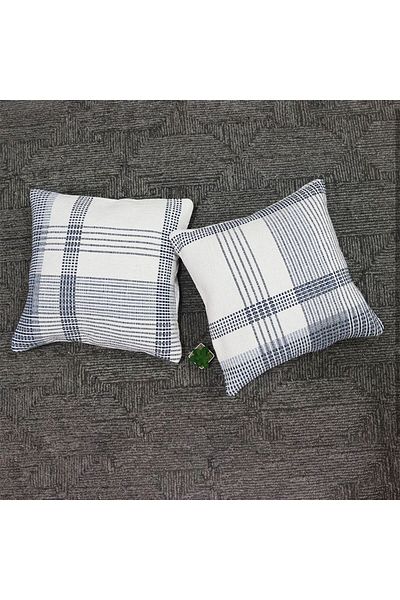Danube Home Gleam Hand Woven Cushion 50X50Cm White/Blue | 80% Cotton + 20% Other Fibers 811500137899