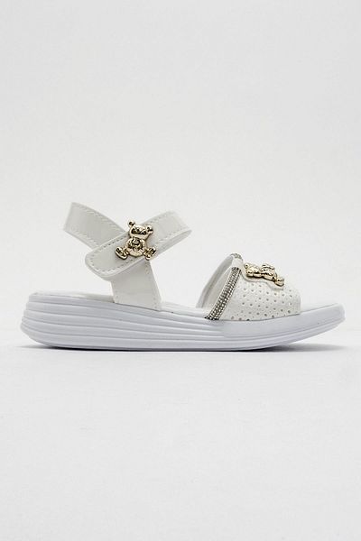 CCWAY AYAKKABI Children's Teddy Bear Stone Sandals White