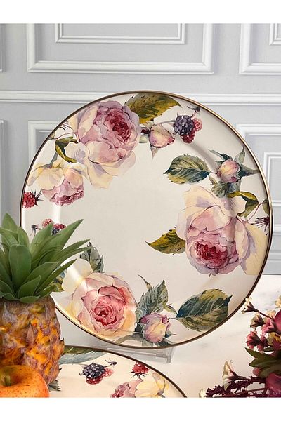ROSSEV Rose Enamel 2-Piece Serving Plate 30 cm