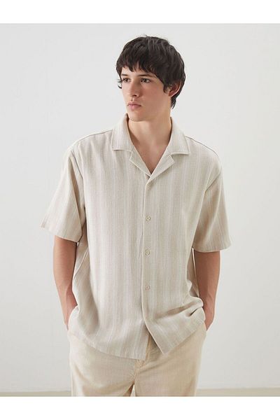 LC Waikiki Xside Comfortable Fit Short Sleeve Striped Dobby Men's Shirt
