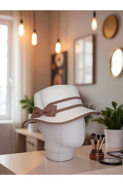 Shopiolog Gondola Women's Straw Hat with Bow Summer, Beach, Sun Hat, Women's Accessory, Fashion, Style, Summer Fashion