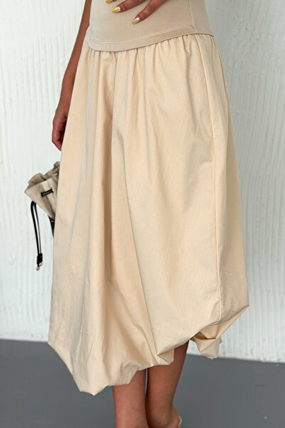 FEMELLE Γυναικείο Μπεζ Modal υφασμάτινο φόρεμα