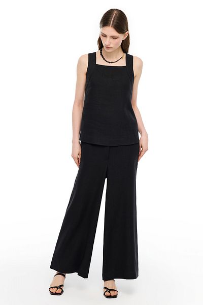 Perspective Black Holas Comfortable Fit High Waist Trousers
