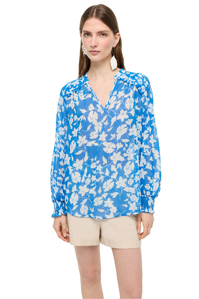 Perspective Bluză Catos Regular Fit guler rotund albastru alb