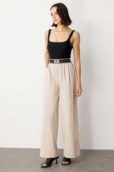 Mi Pret a Porter Mi Beli Ribanalı Paraşüt Kumaş Pantolon