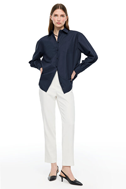 Perspective Navy Blue Albas Comfortable Fit Long Sleeve Shirt