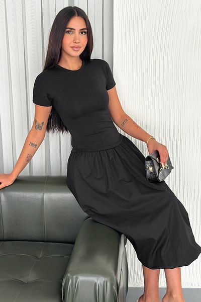 FEMELLE Rochie neagră din țesătură modal pentru femei