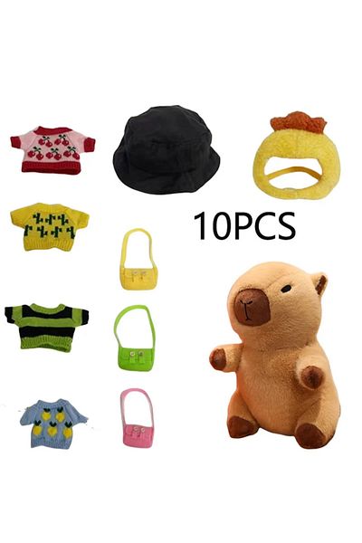 Miaoowa about 25cm 10pcs brown 25CM Cute Capybara Dress Up With Clothes Hat Bag Cosplay Accessories Stuffed