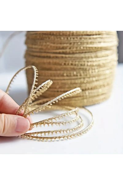 Choice 1 yards golden 1 Yard Ultra-Fine Sparkly Golden Trim Ribbon, Sewing Craft Supplies Decorative Lace E