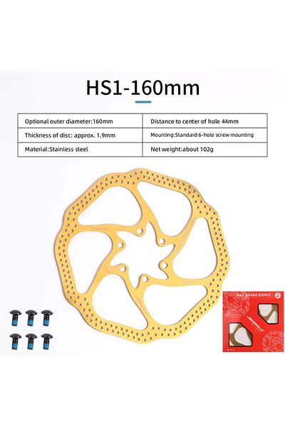 Choice HS1-160mm Gold G3/HS1 160mm 180mm MTB Bike Bicycle Brake Rotor Gold Brake Disc High Strength 6 Hole
