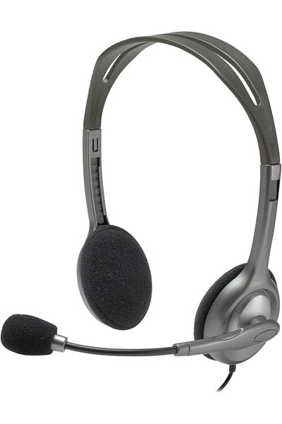logitech H111 Wired Headset, Stereo Headphones With Noise Cancelling Microphone, 3.5 mm Audio Jack,