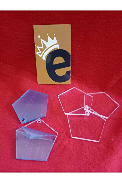 Ecce Transparent Film Coating Anti-Scratch Pentagonal Glass Keychain 50Pcs (5cm Diameter - 0.5cm Thickness)