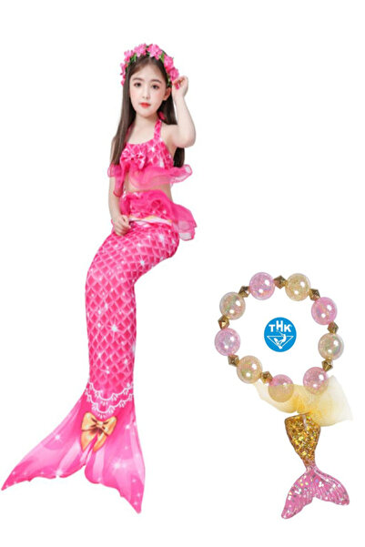 EarthKeepers Coadă de sirenă THK®, roșie cu brățară, realizată manual de Ales...