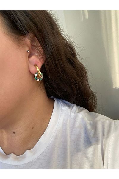 stainless steell Charm Detailed Hoop Steel Earrings