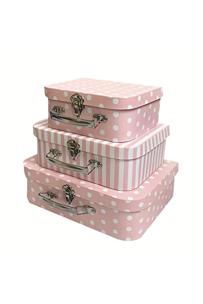Choice 30.5x21.3x9.8cm 30.2x21.9x9.5cm 3PCS Pink 3pcs Vintage Style Cardboard Box Gift Box Set - Polka Dot