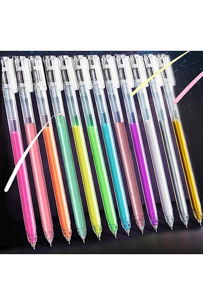 Choice 12 colors 9/12 Color Large Capacity Needle Highlighter Fine Tip 0.5mm Gel Pen Drawing DIY Black Card