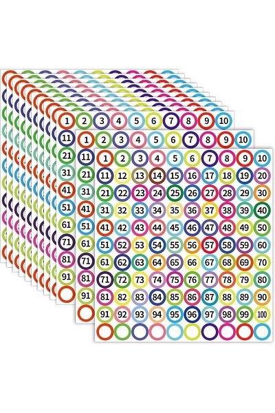 Choice 10 Small Number Label Stickers 1-100 Number Round Stickers 0.4 inch Small Self-Adhesive Number La...