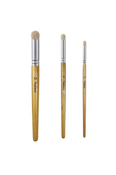 Choice 3wood 3pcs Goat Hair Dry Brush Set for Miniature Models - Washable, Broad Tip Paint Brushes for Hobb