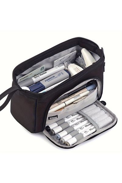 Choice black Extra large capacity pen case, portable waterproof and durable pen case, suitable for organizi