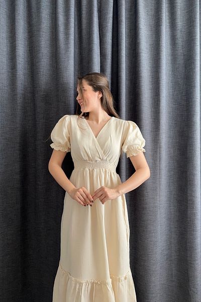 Sorridi Muslin Fabric Watermelon Sleeve Long Dress