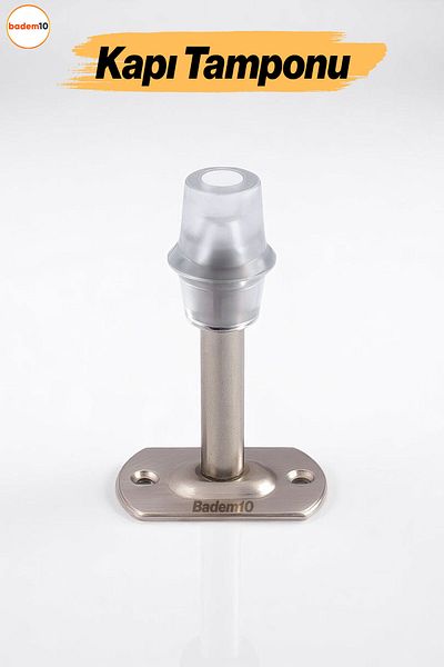 Badem10 (Metal) Door Stopper Buffer Chrome 8 cm Door Stopper Holder Door under Above Handle Stopper with Silicone