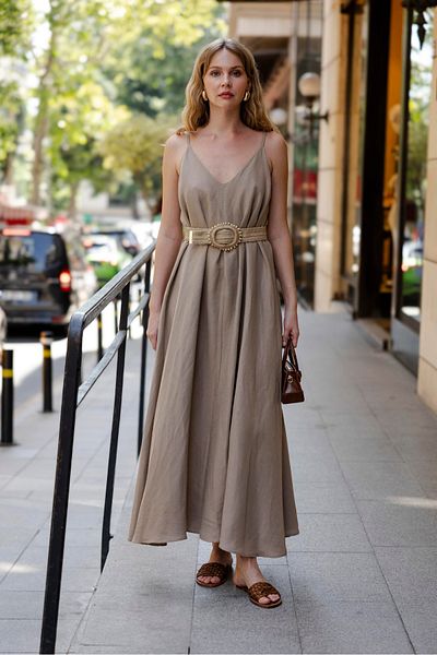 My Blog Mink Rope Strap Belted Dress - 3303