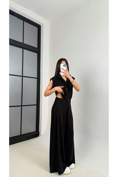 süter Pantalon Blouse Modal Tracksuit Suit-M - Black