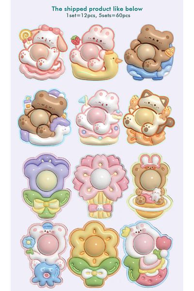 Choice 9x8cm 60PCS Lollipop Paper Cards Lovely Cartoon Rabbit Bear Children's Day Birthday Party Candy Gift