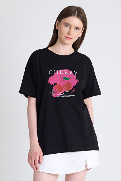 Rays Μαύρο 100% βαμβακερό μπλουζάκι με στάμπα 2150-15M