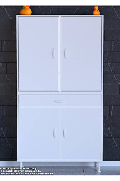 Modilayn 100 x 173 x 32,5 cm’lik 1 Çekmece 4 Kapak 5 Raf 8 Gözlü,Organizatör Mutfak Dolabı Çok Amaçlı Dolap