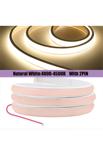 Choice شريط نيون COB أبيض طبيعي 12 فولت 7 متر 2 سنون 12 فولت 24 فولت 320 مصباح ليد/متر مقاوم للماء 3000 كلفن 4000 كلفن 6000 كلفن ديكور منزلي H
